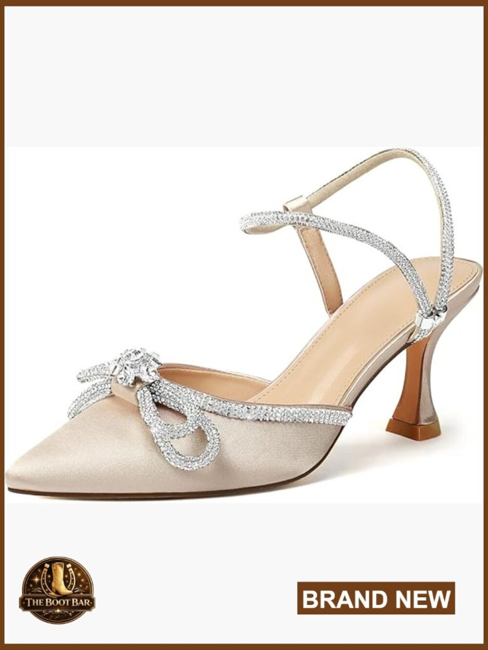 Closed Toe Rhinestone Kitten Heels Slingback Bow Pumps Wedding